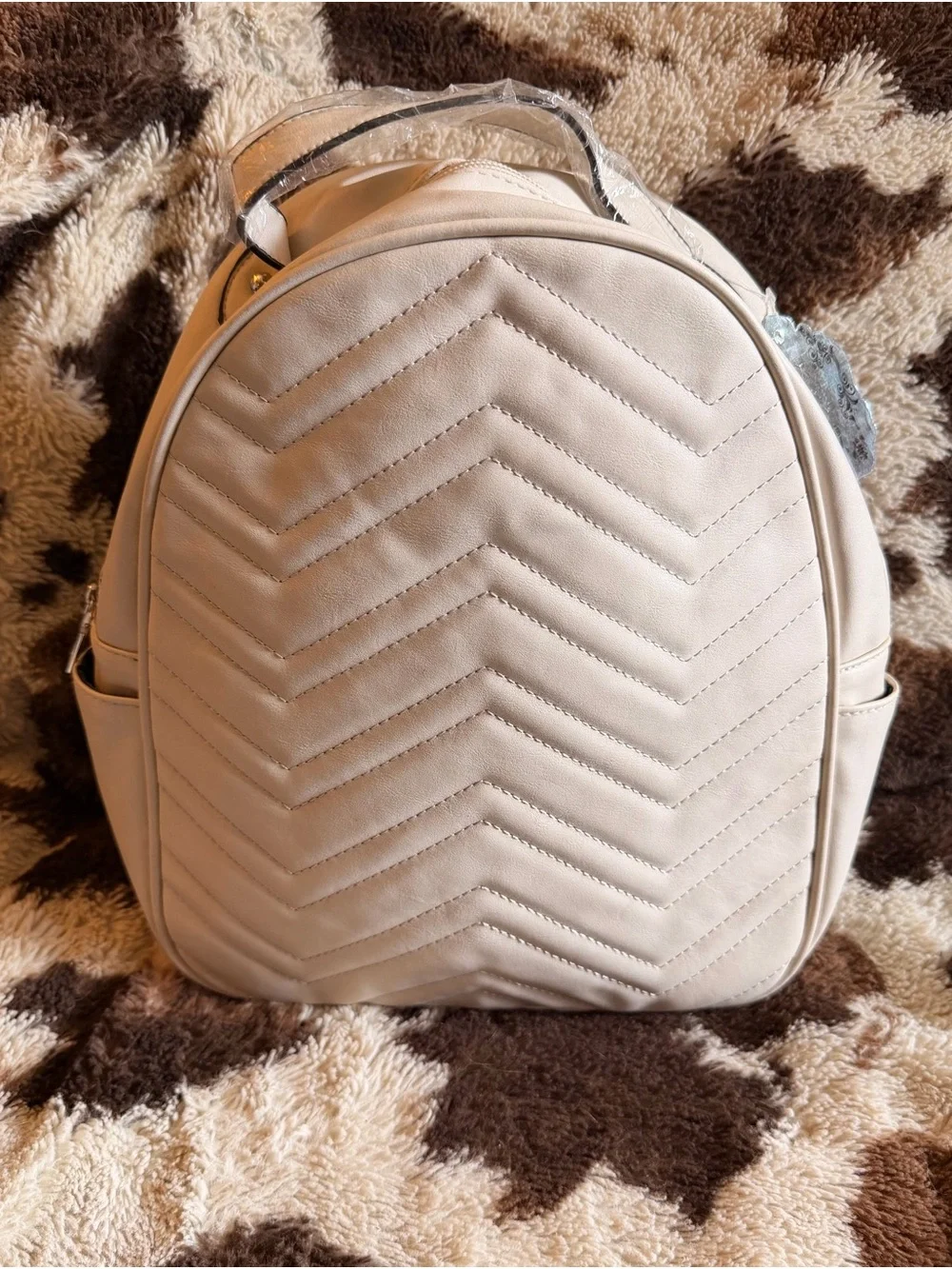 Quilted Chevron Mini Backpack - Cream